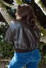 Bomber Faux Leather Jacket - Brown