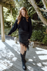 Lace Trim Satin Skirt - Black