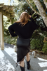 Lace Trim Satin Skirt - Black
