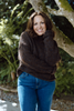 Brown Knit Sweater with Blue