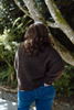 Brown Knit Sweater with Blue