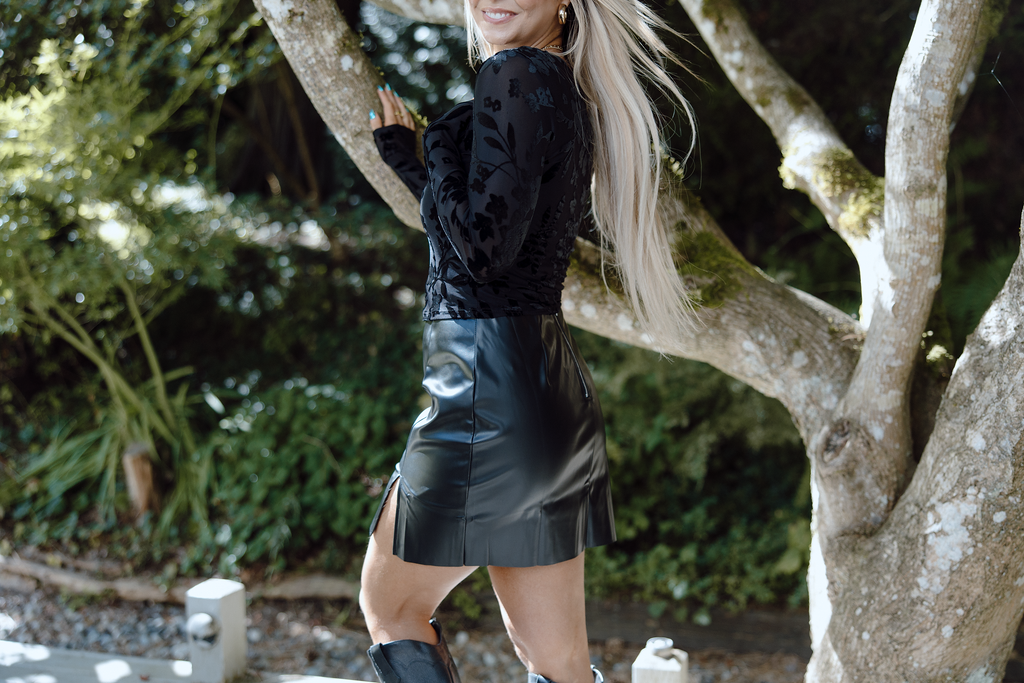 Faux Leather Mini Skirt - Black