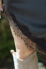 Lace Trim Satin Skirt - Brown