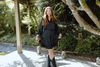 Tiered Black Satin Dress - Black