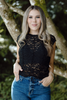 Lace Cap Sleeve Shirt - Black