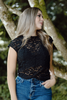 Lace Cap Sleeve Shirt - Black
