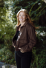 Faux Suede Button Up Jacket - Chestnut