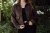 Faux Suede Button Up Jacket - Chestnut
