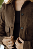 Faux Suede Button Up Jacket - Chestnut