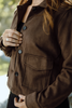 Faux Suede Button Up Jacket - Chestnut