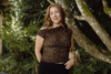 Ruched Shoulder Lace Top - Brown