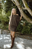Off Shoulder Drop Waist Sweater Dress - Brown