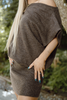 Off Shoulder Drop Waist Sweater Dress - Brown