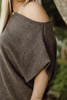 Off Shoulder Drop Waist Sweater Dress - Brown