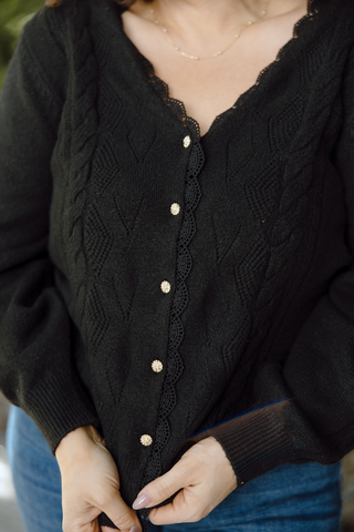 Ruched Shoulder Lace Top - Brown