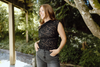 Ruched Shoulder Lace Top - Black