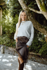 Rolled Hem Classic Sweater - Grey