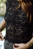 Lace Cap Sleeve Shirt - Black