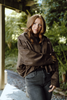 Faux Suede Collared Jacket - Brown