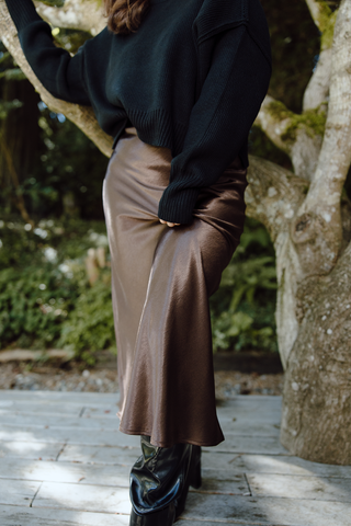Ruched Shoulder Lace Top - Brown