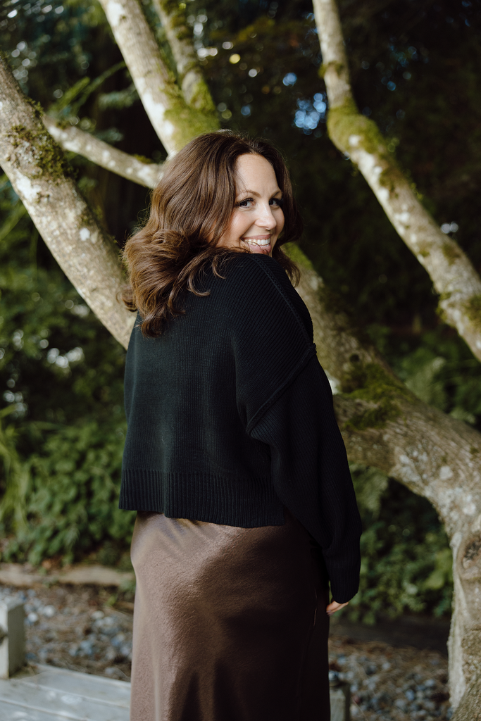 Satin midi skirt - brown