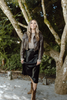 Satin midi skirt - black