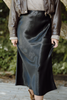 Satin midi skirt - black