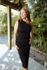 One Shoulder Shirring Dress - Black