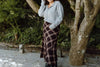 Plaid chiffon maxi - burgundy