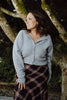 Crew Neck Button Up Cardigan Sweater - Grey