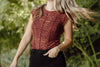 Lace Cap Sleeve Shirt - Wine