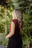Lace Cap Sleeve Shirt - Wine