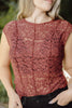 Lace Cap Sleeve Shirt - Wine