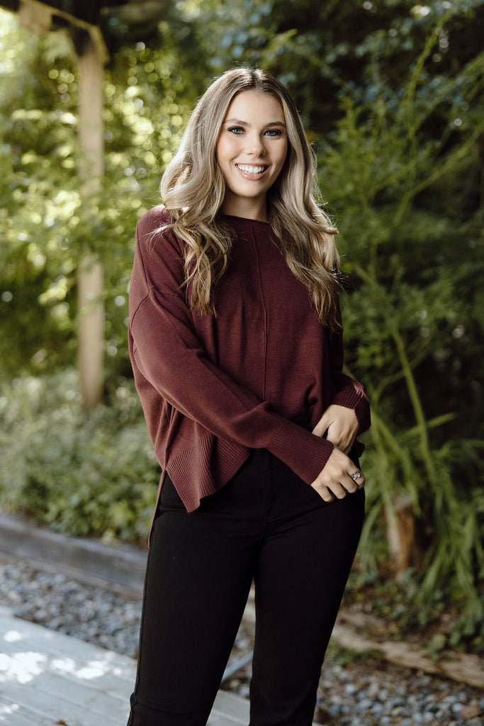 Simple & Classic Sweater - Dark Cherry