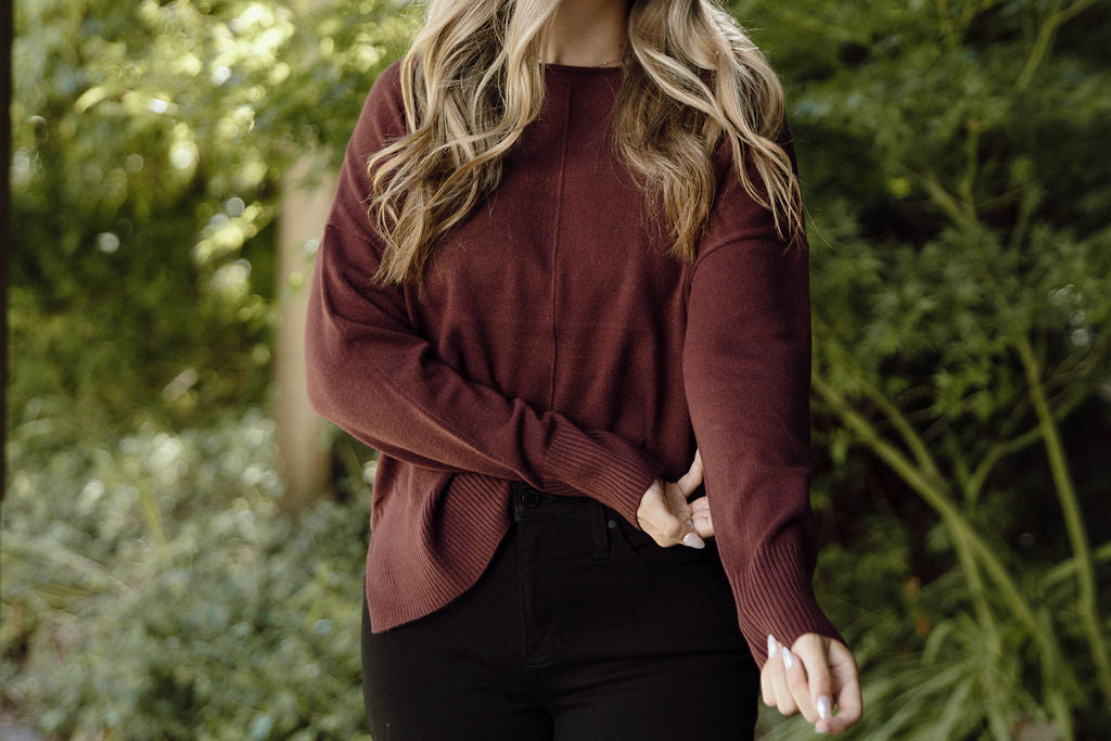 Simple & Classic Sweater - Dark Cherry