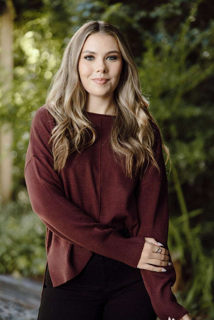 Simple & Classic Sweater - Dark Cherry