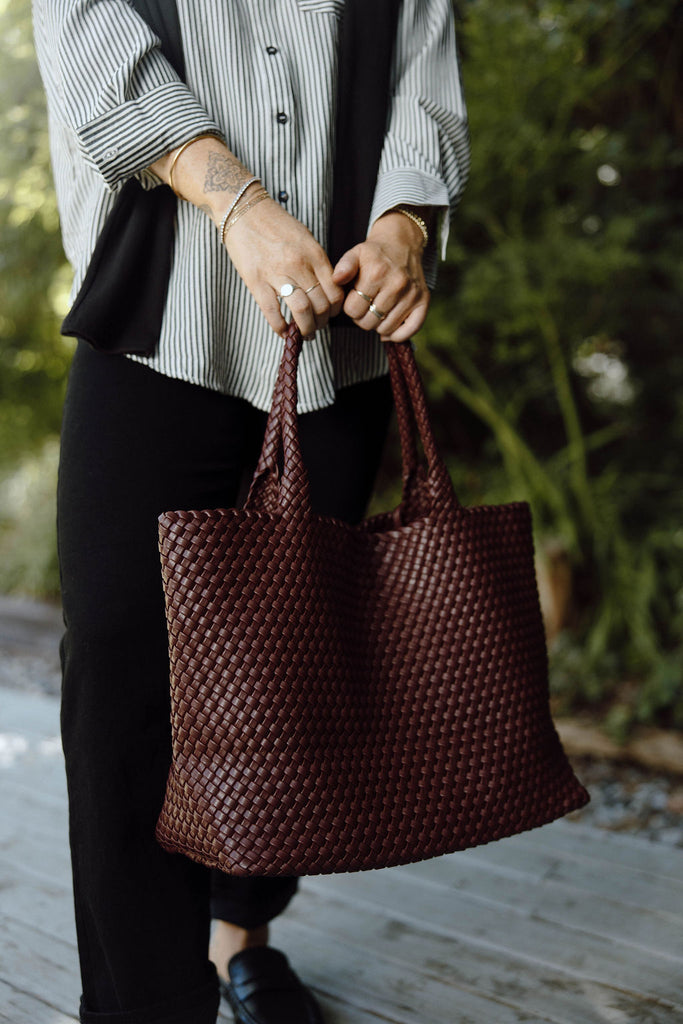 Large Woven Bag - Burgundy