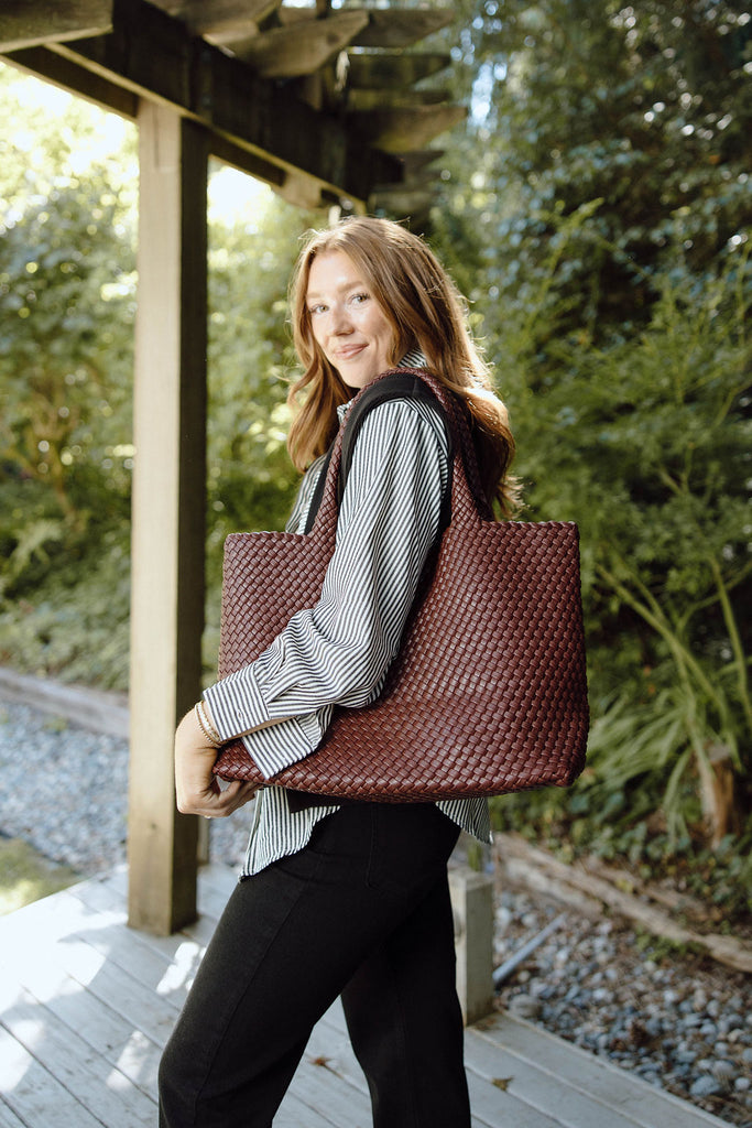 Large Woven Bag - Burgundy