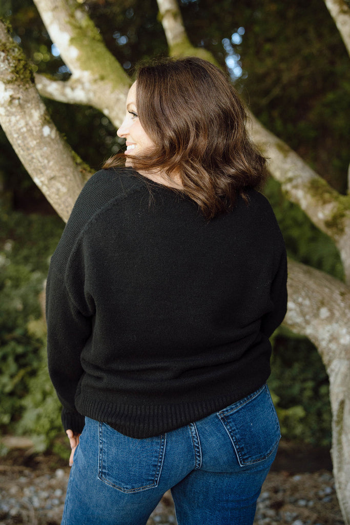 Classic V-Neck Sweater - Black