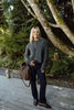 Classic Cardigan with Side Slit - Grey