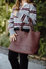 Large Woven Bag - Burgundy