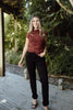Ruched Shoulder Lace Top - Wine