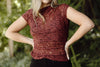 Ruched Shoulder Lace Top - Wine