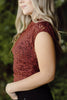Ruched Shoulder Lace Top - Wine