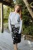 Floral Midi Skirt - Black