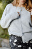 Crew Neck Button Up Cardigan Sweater - Grey