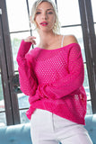 Eyelet Knit Sweater - Pink