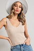 Classic Ribbed Vneck Tank - Oatmeal