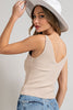 Classic Ribbed Vneck Tank - Oatmeal