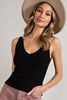 Classic Ribbed VNeck - Black